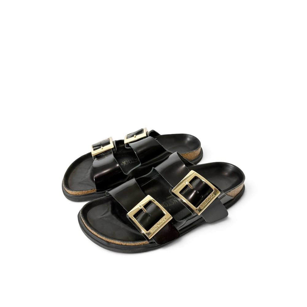 Birkenstock Arizona Droplet Women Big Buckle Patent Leather Sandals Black Size 7